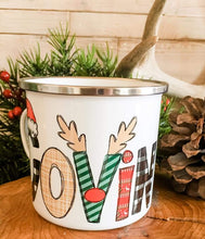Load image into Gallery viewer, Santa Name Enamel Mug