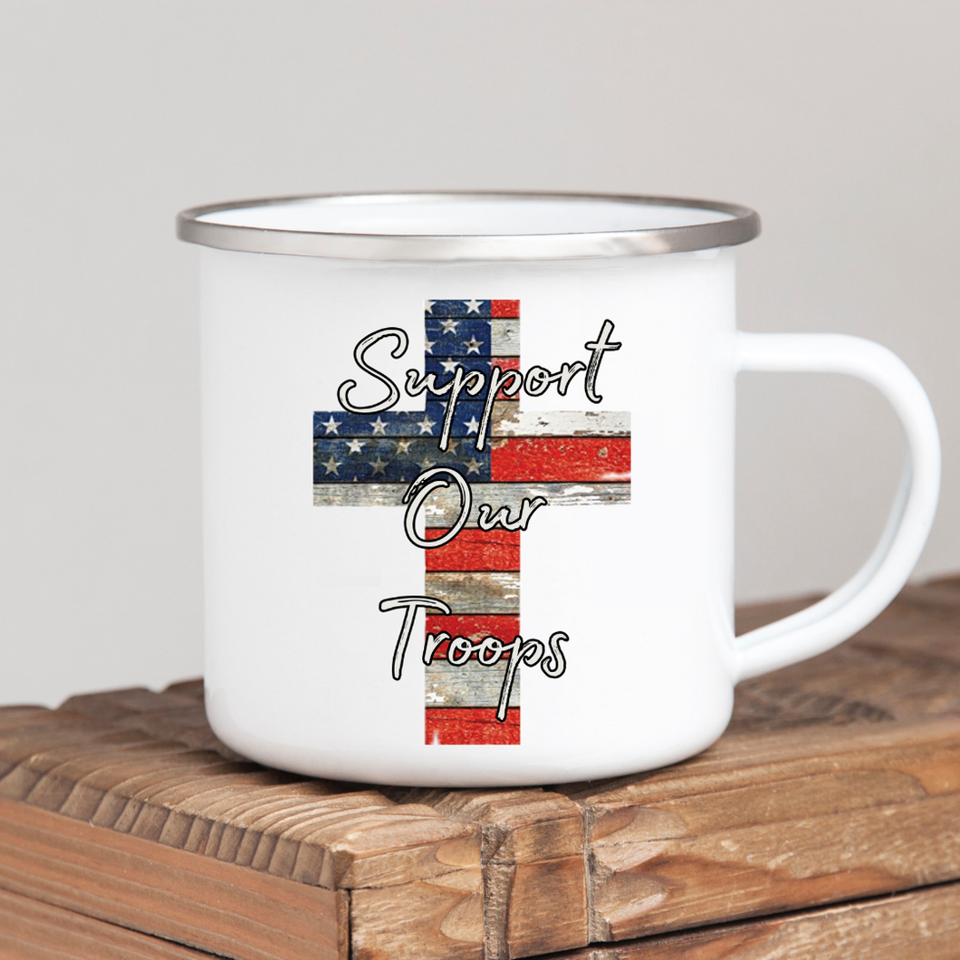 Support Our Troops Flag Cross