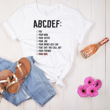 Load image into Gallery viewer, ABCDEF Shirt
