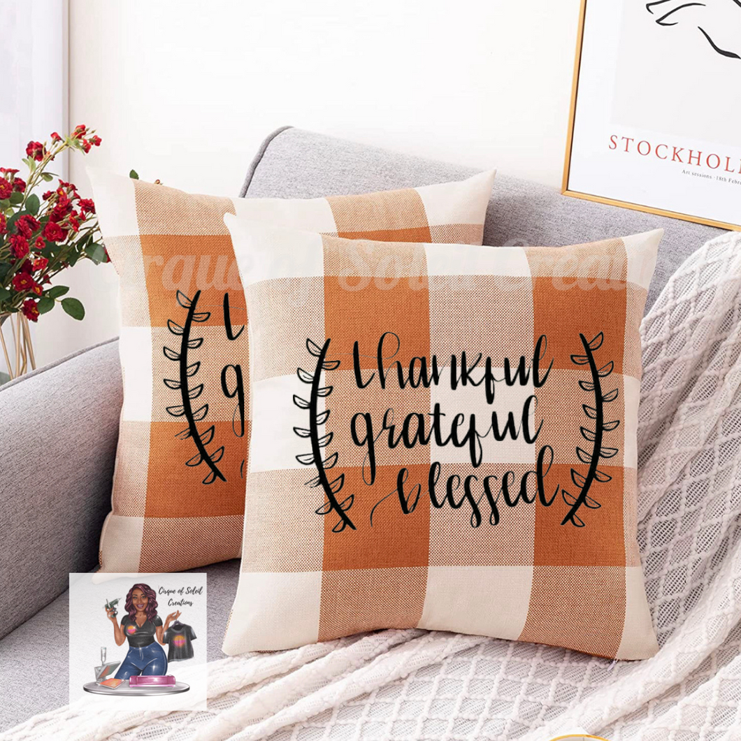 Thankful Grateful Blessed - Laurel Accents - Pillow Covers