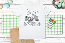 Load image into Gallery viewer, Happy Easter -Bunny w/eggs - Youth Coloring Shirt
