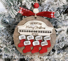 Load image into Gallery viewer, Personalized wooden stocking ornament
