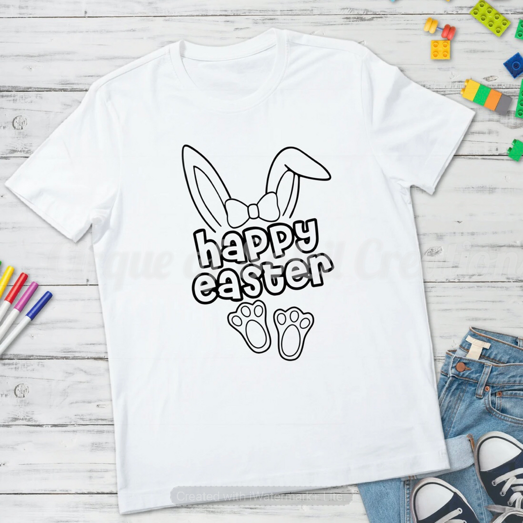 Happy Easter -Bunny with Bow- Youth Coloring Shirt