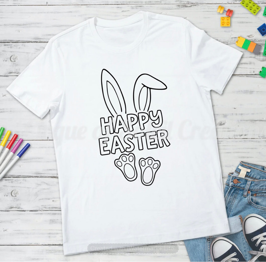 Happy Easter -Bunny- Youth Coloring Shirt