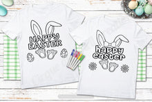 Load image into Gallery viewer, Happy Easter -Bunny w/eggs - Youth Coloring Shirt
