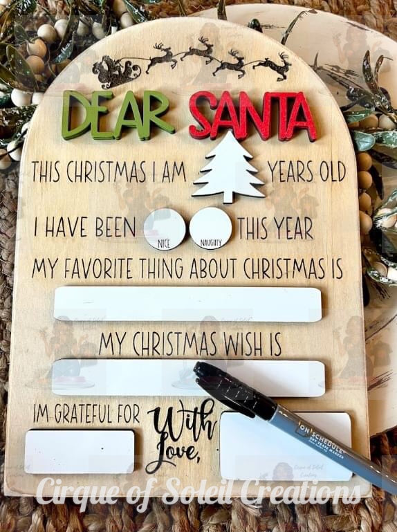 Dear Santa Sign - Dry Erase