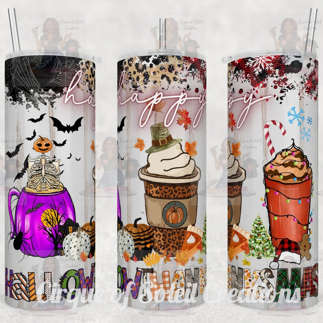 Happy HalloThanksMas Tumbler